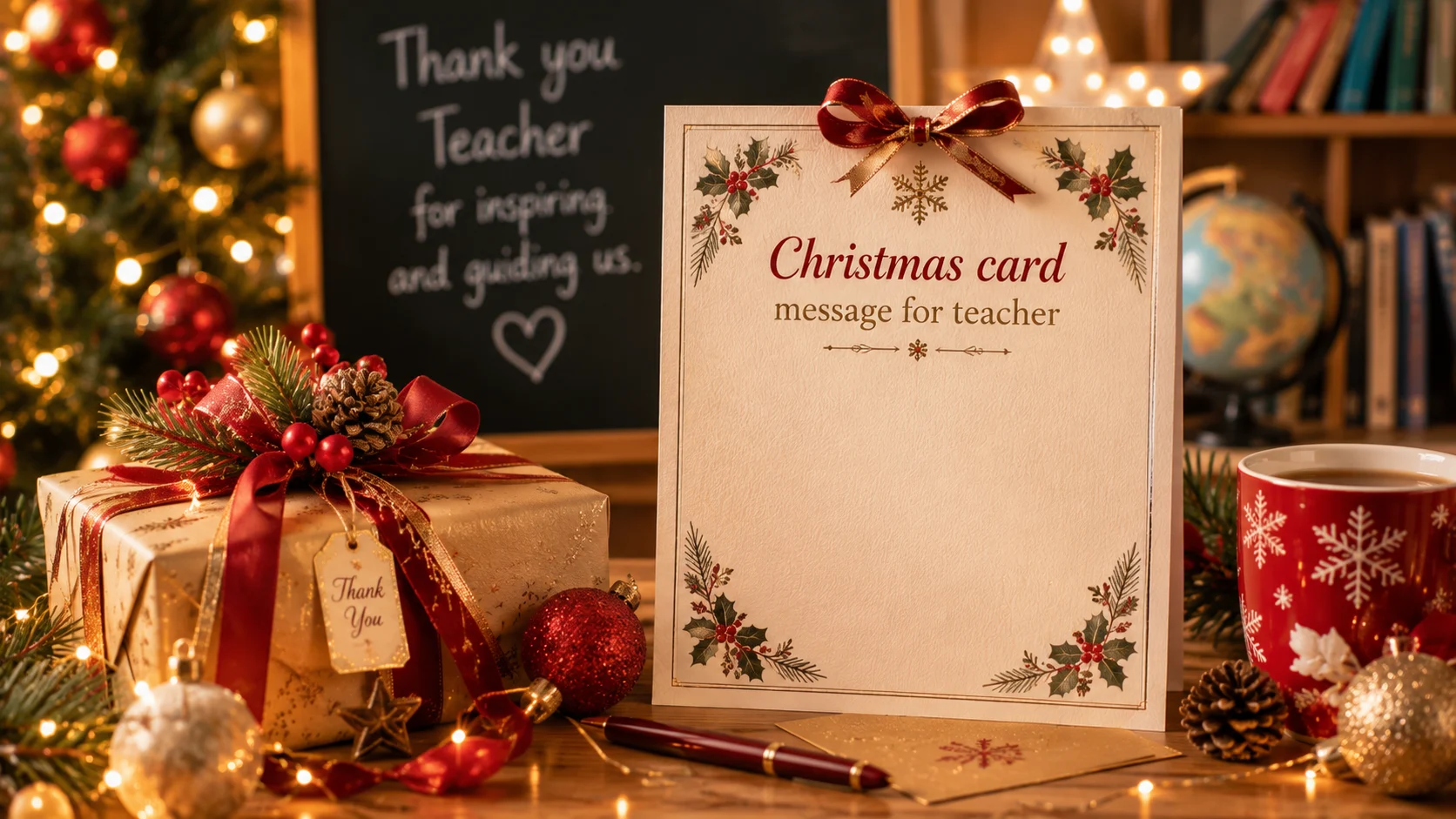 christmas card message for teacher